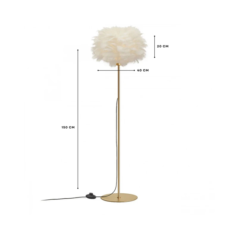 GloboStar® ALES 204-0192 Μοντέρνο Φωτιστικό Δαπέδου  Μονόφωτο 1 x E27 AC 220-240V IP20 Μπεζ & Χρυσό - Μ40 x Π40 x Υ150cm