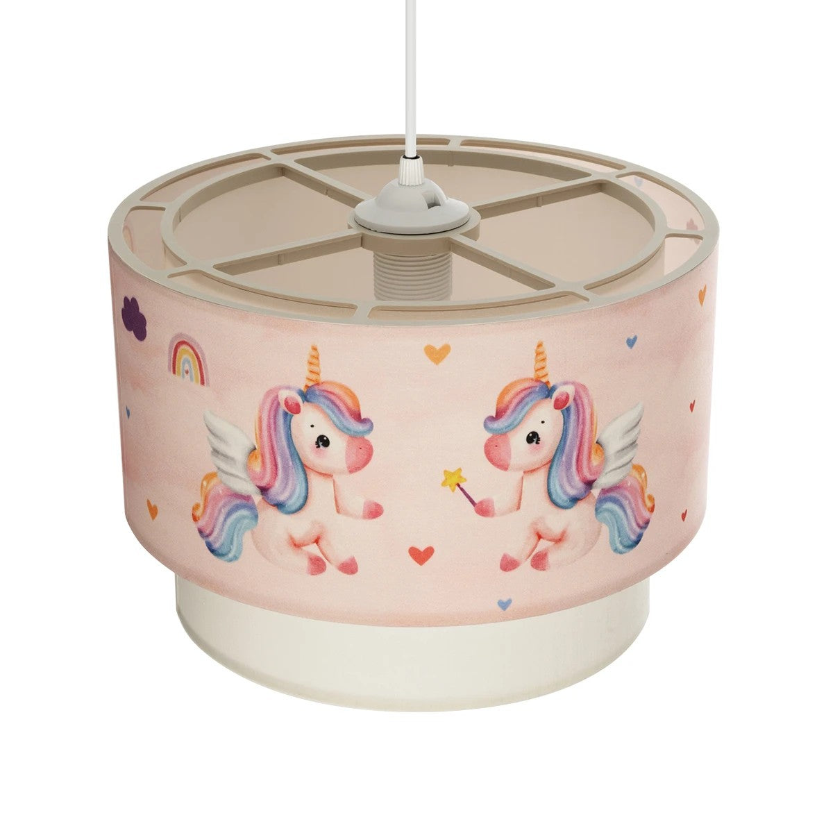 GLOBOSTAR® PONY 204-0016 Παιδικό Κρεμαστό Φωτιστικό Οροφής με Ντουί 1 x E27 AC 220-240V IP20 - Ροζ - Μ30 x Π30 x Υ24cm - ledmania.gr