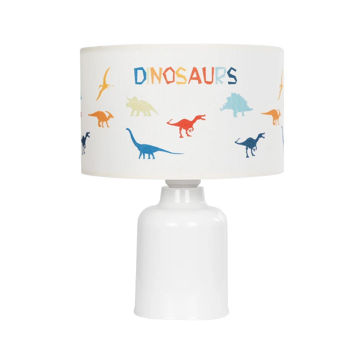 GloboStar® DINO 204-0028 Παιδικό Eπιτραπέζιο Φωτιστικό Πορτατίφ Μονόφωτο 1 x E27 IP20 Πολύχρωμο Ύφασμα με Λευκό Πλαστικό - Μ24 x Π24 x Υ32cm - ledmania.gr