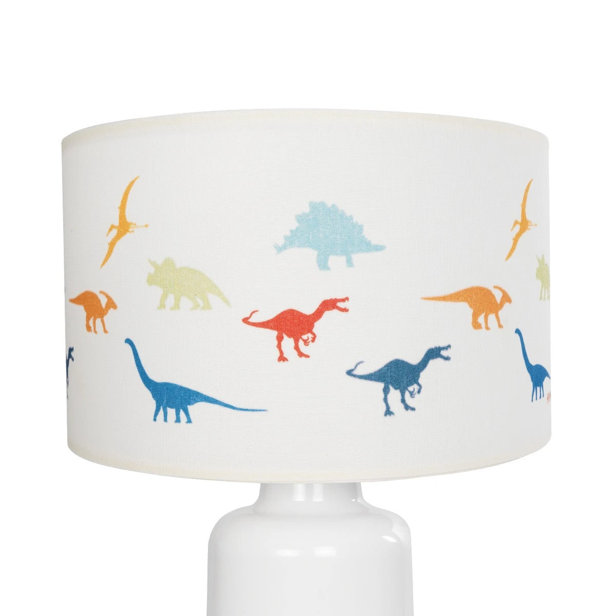 GloboStar® DINO 204-0028 Παιδικό Eπιτραπέζιο Φωτιστικό Πορτατίφ Μονόφωτο 1 x E27 IP20 Πολύχρωμο Ύφασμα με Λευκό Πλαστικό - Μ24 x Π24 x Υ32cm - ledmania.gr