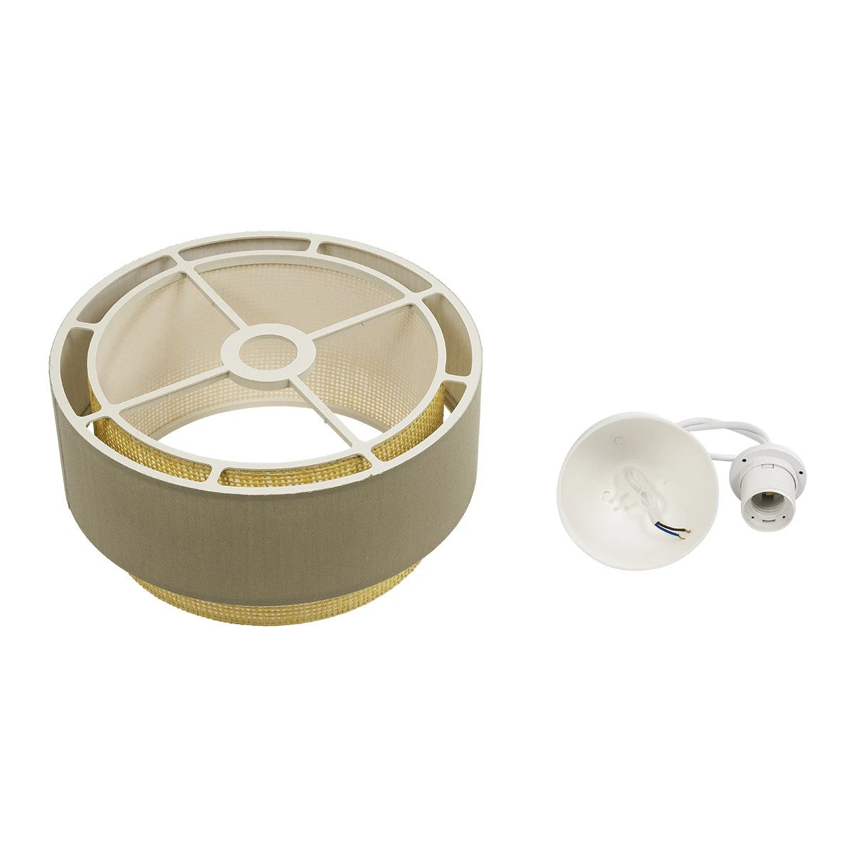 GLOBOSTAR® BIGGIE 204-0097 Μοντέρνο Κρεμαστό Φωτιστικό Οροφής με Ντουί 1 x E27 AC 220-240V IP20 - Λαδί & Μπεζ - Μ30 x Π30 x Υ17,5cm