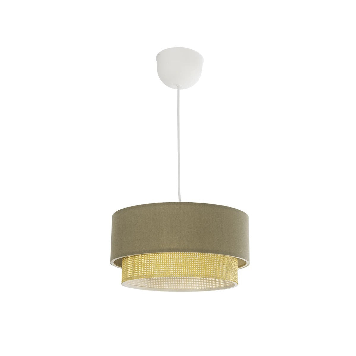 GLOBOSTAR® BIGGIE 204-0097 Μοντέρνο Κρεμαστό Φωτιστικό Οροφής με Ντουί 1 x E27 AC 220-240V IP20 - Λαδί & Μπεζ - Μ30 x Π30 x Υ17,5cm