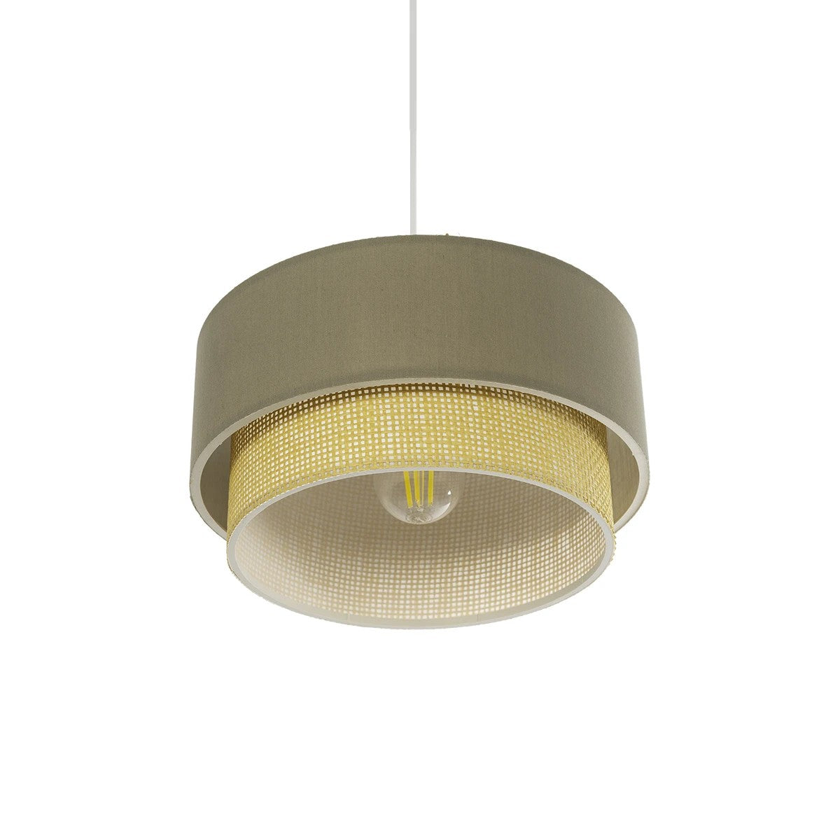 GLOBOSTAR® BIGGIE 204-0097 Μοντέρνο Κρεμαστό Φωτιστικό Οροφής με Ντουί 1 x E27 AC 220-240V IP20 - Λαδί & Μπεζ - Μ30 x Π30 x Υ17,5cm