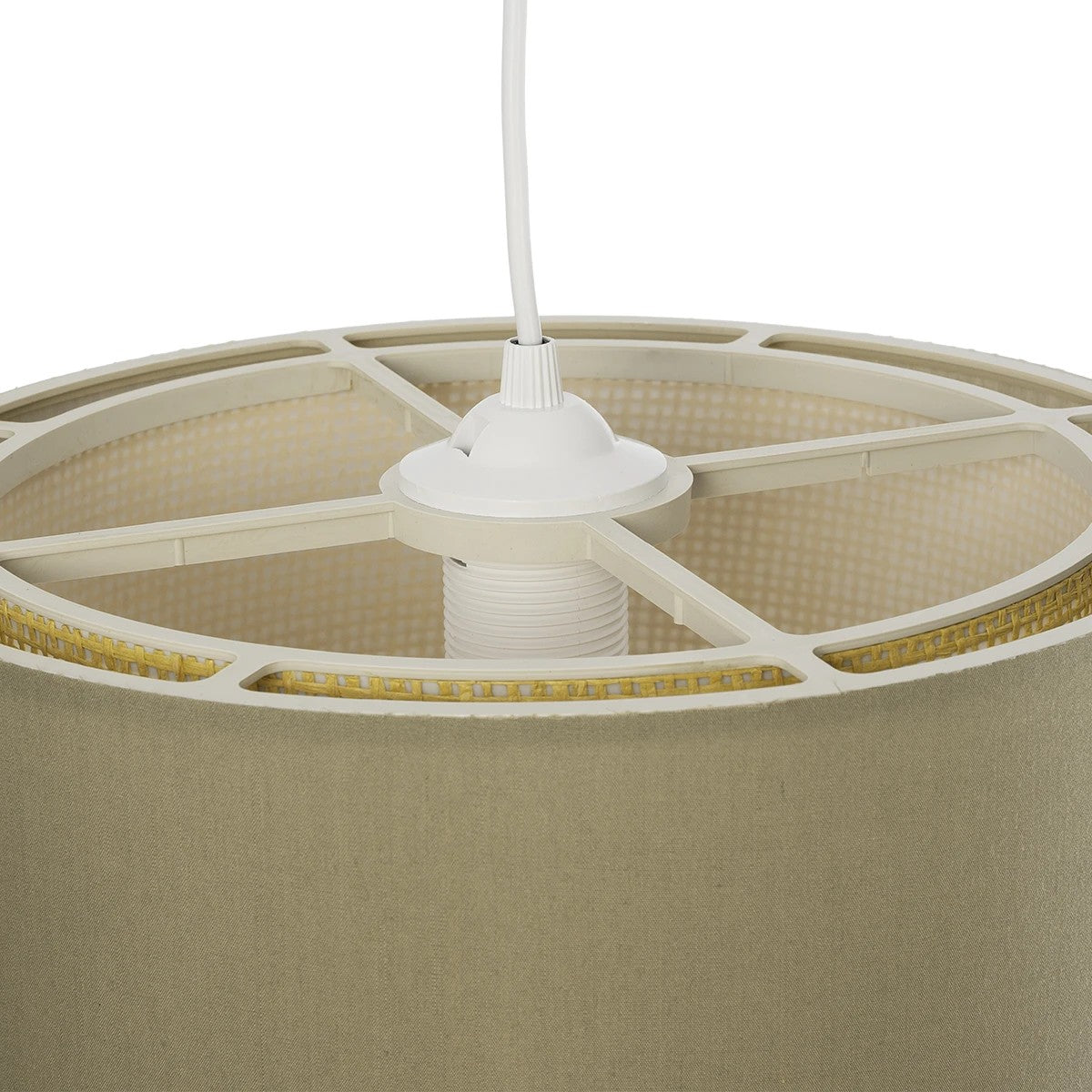 GLOBOSTAR® BIGGIE 204-0097 Μοντέρνο Κρεμαστό Φωτιστικό Οροφής με Ντουί 1 x E27 AC 220-240V IP20 - Λαδί & Μπεζ - Μ30 x Π30 x Υ17,5cm