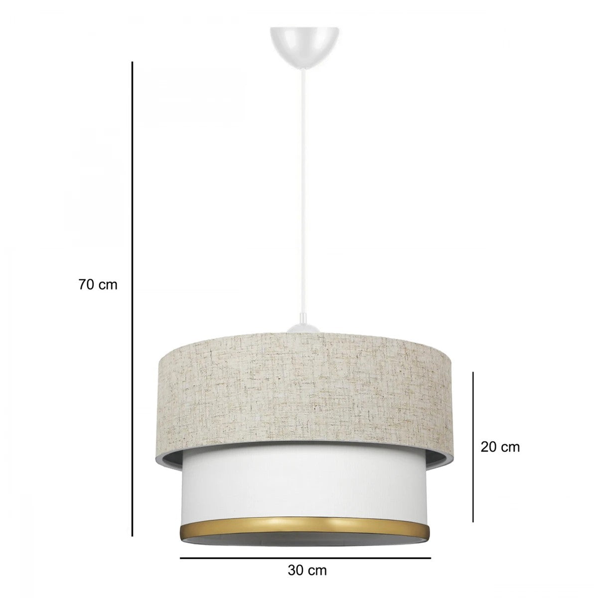 GLOBOSTAR® FOCUS 204-0100 Μοντέρνο Κρεμαστό Φωτιστικό Οροφής με Ντουί 1 x E27 AC 220-240V IP20 - Λευκό & Μπεζ - Μ30 x Π30 x Υ23cm - ledmania.gr