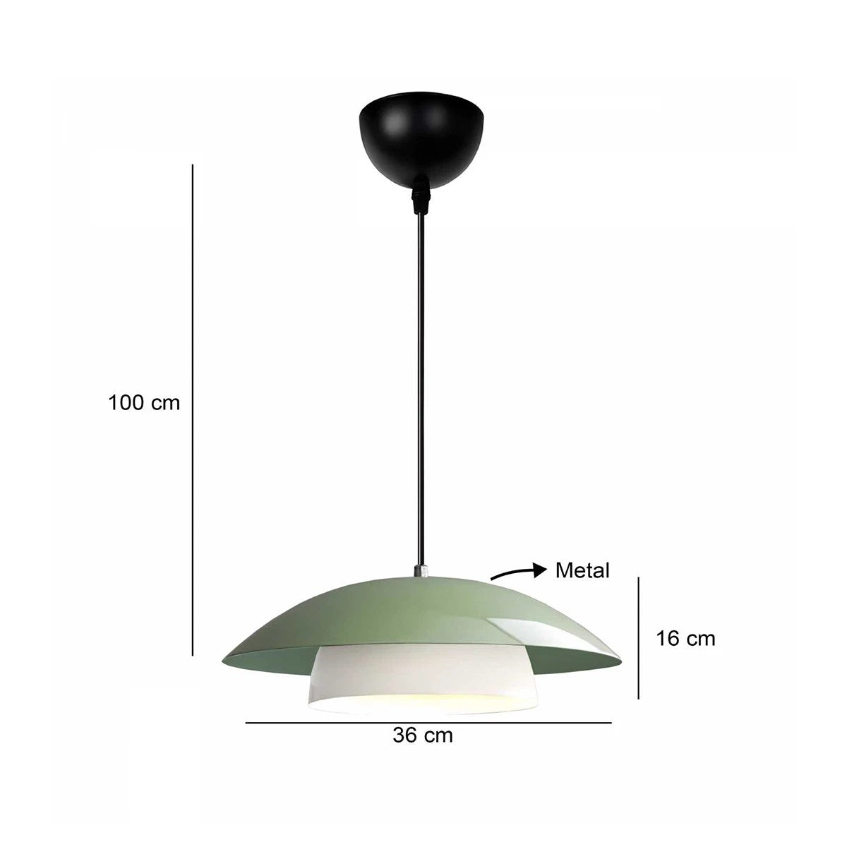 GloboStar® AURA 204-0119 Μοντέρνο Κρεμαστό Φωτιστικό Καμπάνα Μονόφωτο 1 x E27 IP20 Πράσινο & Λευκό Μέταλλο - Μ31 x Π31 x Υ27cm - ledmania.gr