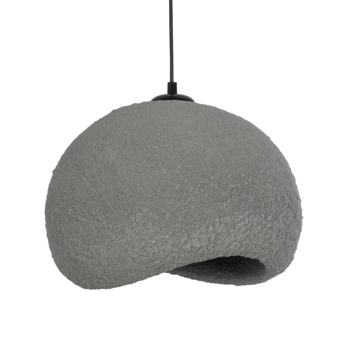 GloboStar® STONE 204-0122 Μοντέρνο Κρεμαστό Φωτιστικό Καμπάνα Μονόφωτο 1 x E27 IP20 Γκρι Σκoύρο Πολυστερίνη με Ρητίνη - Μ31.5 x Π35 x Υ26cm - ledmania.gr