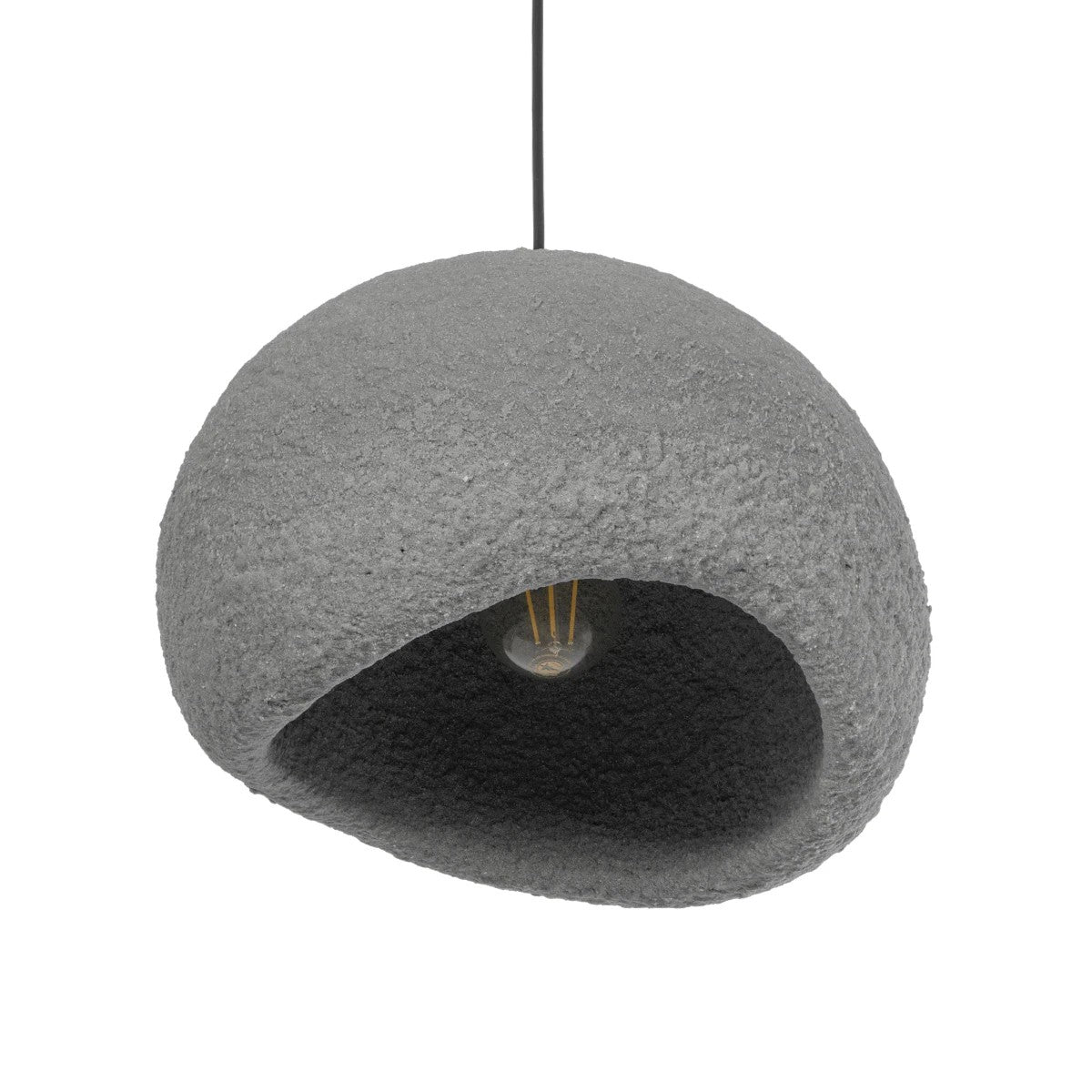 GloboStar® STONE 204-0122 Μοντέρνο Κρεμαστό Φωτιστικό Καμπάνα Μονόφωτο 1 x E27 IP20 Γκρι Σκoύρο Πολυστερίνη με Ρητίνη - Μ31.5 x Π35 x Υ26cm - ledmania.gr