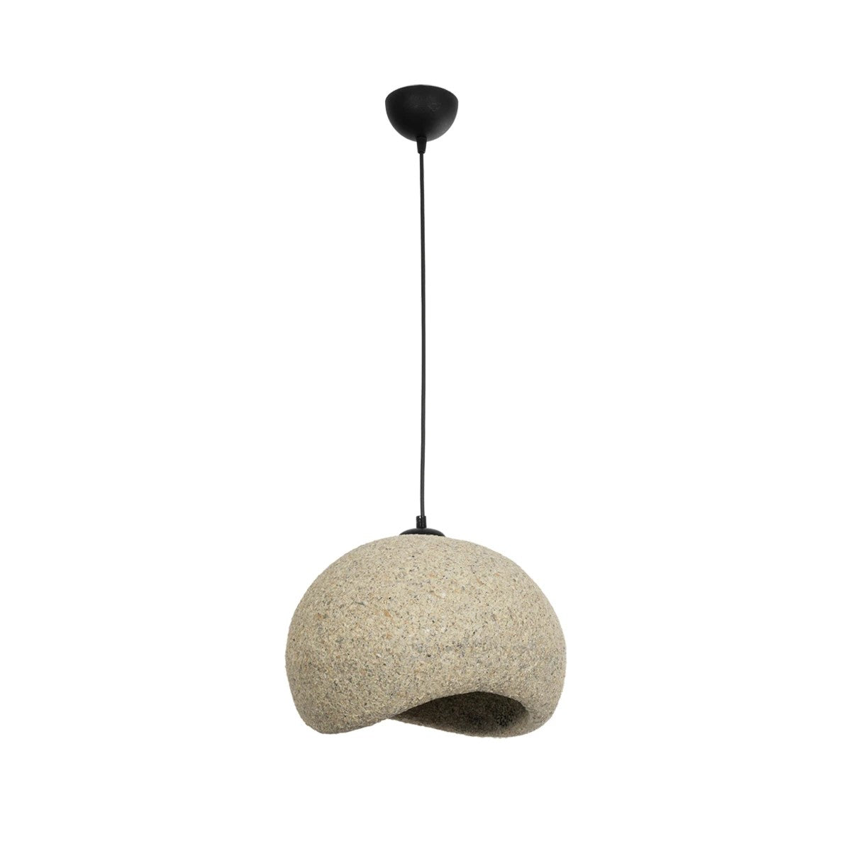 GloboStar® STONE 204-0123 Μοντέρνο Κρεμαστό Φωτιστικό Καμπάνα Μονόφωτο 1 x E27 IP20 Μπεζ Πολυστερίνη με Μπεζ Ρητίνη - Μ31.5 x Π35 x Υ26cm - ledmania.gr
