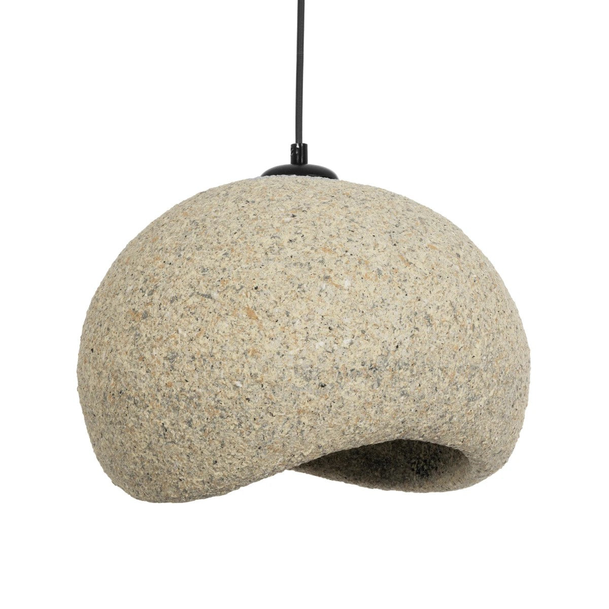 GloboStar® STONE 204-0123 Μοντέρνο Κρεμαστό Φωτιστικό Καμπάνα Μονόφωτο 1 x E27 IP20 Μπεζ Πολυστερίνη με Μπεζ Ρητίνη - Μ31.5 x Π35 x Υ26cm - ledmania.gr