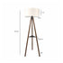 GloboStar® SHELF 204-0129 Μοντέρνο Eπιδαπέδιο Φωτιστικό Μονόφωτο 1 x E27 IP20 Καφέ Ξύλο με Μπεζ Ύφασμα - Μ38 x Π38 x Υ135cm - ledmania.gr