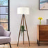 GloboStar® SHELF 204-0129 Μοντέρνο Eπιδαπέδιο Φωτιστικό Μονόφωτο 1 x E27 IP20 Καφέ Ξύλο με Μπεζ Ύφασμα - Μ38 x Π38 x Υ135cm - ledmania.gr