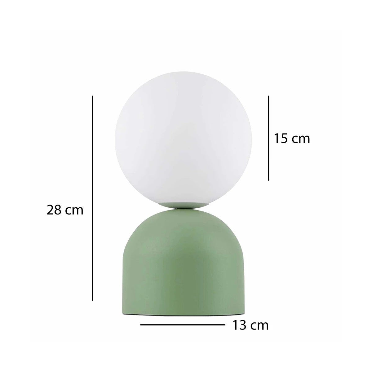 GloboStar® MAGIC 204-0130 Μοντέρνο Eπιτραπέζιο Φωτιστικό Μονόφωτο 1 x E27 IP20 Πράσινο Μέταλλο με Λευκό Γυαλί - Μ13 x Π13 x Υ28cm - ledmania.gr