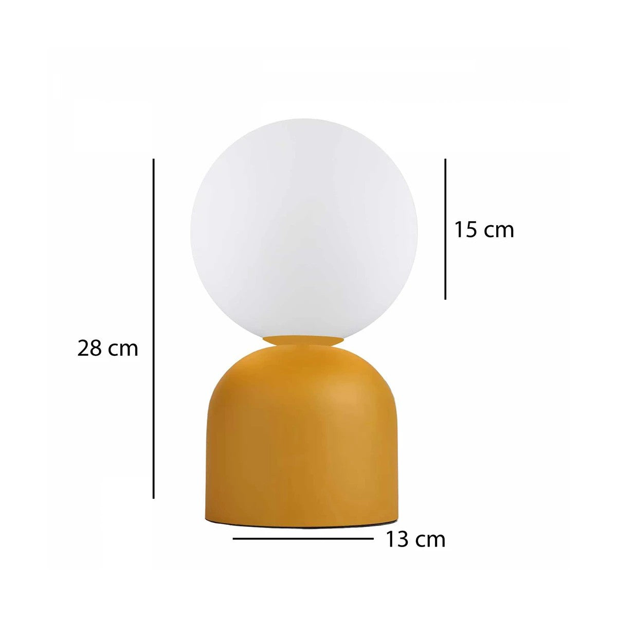 GloboStar® MAGIC 204-0131 Μοντέρνο Eπιτραπέζιο Φωτιστικό Μονόφωτο 1 x E27 IP20 Κίτρινο Μέταλλο με Λευκό Γυαλί - Μ13 x Π13 x Υ28cm - ledmania.gr