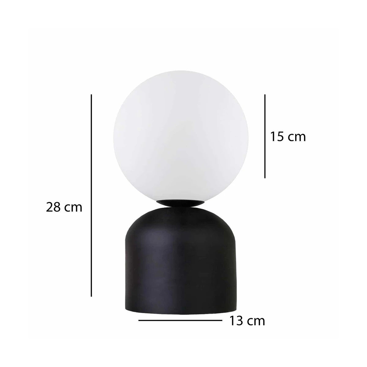 GloboStar® MAGIC 204-0132 Μοντέρνο Eπιτραπέζιο Φωτιστικό Μονόφωτο 1 x E27 IP20 Μαύρο Μέταλλο με Λευκό Γυαλί - Μ13 x Π13 x Υ28cm - ledmania.gr