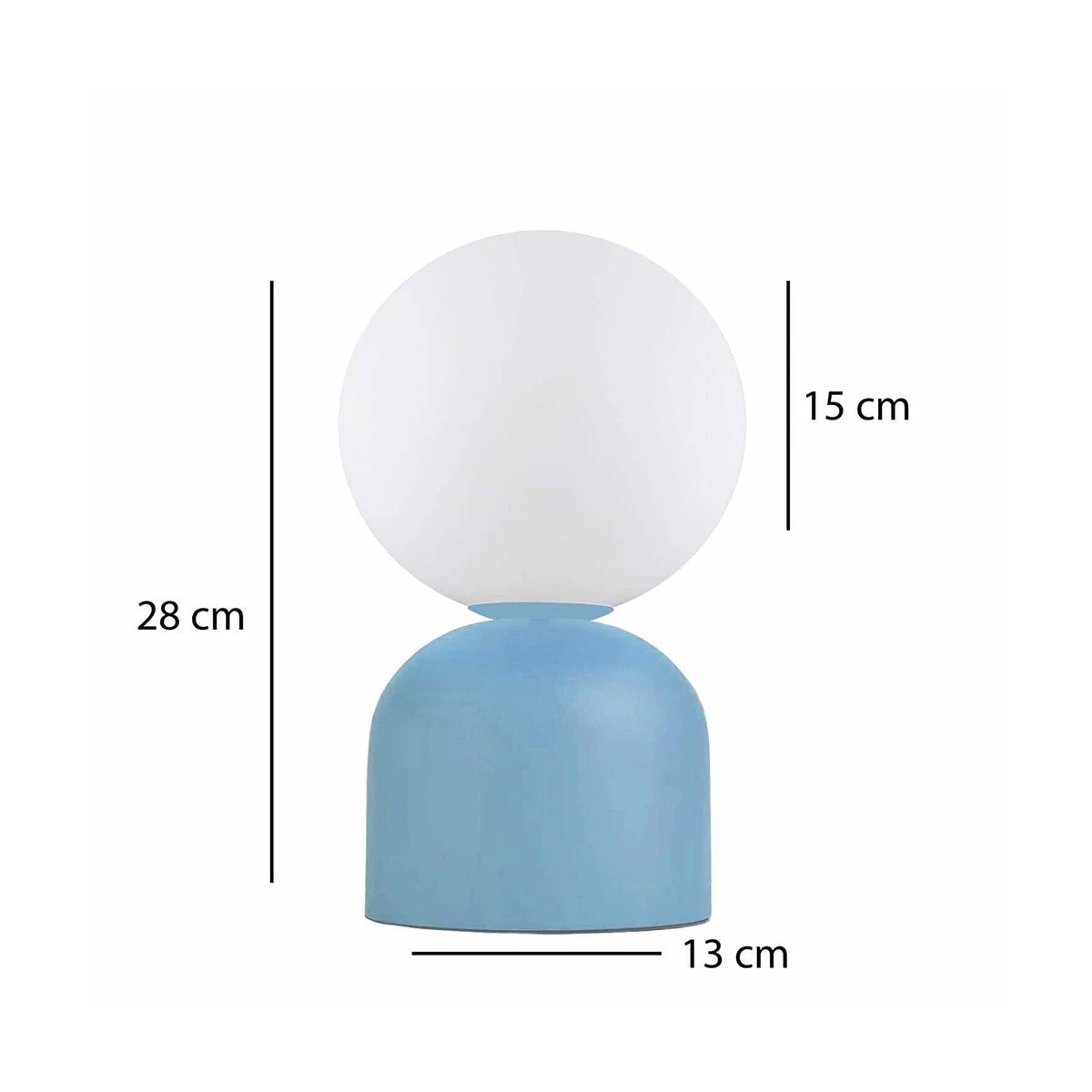 GloboStar® MAGIC 204-0133 Μοντέρνο Eπιτραπέζιο Φωτιστικό Μονόφωτο 1 x E27 IP20 Μπλε Μέταλλο με Λευκό Γυαλί - Μ13 x Π13 x Υ28cm - ledmania.gr