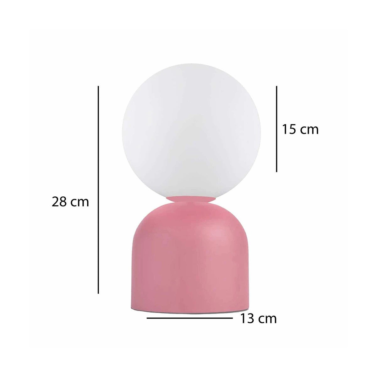 GloboStar® MAGIC 204-0134 Μοντέρνο Eπιτραπέζιο Φωτιστικό Μονόφωτο 1 x E27 IP20 Ροζ Μέταλλο με Λευκό Γυαλί - Μ13 x Π13 x Υ28cm - ledmania.gr