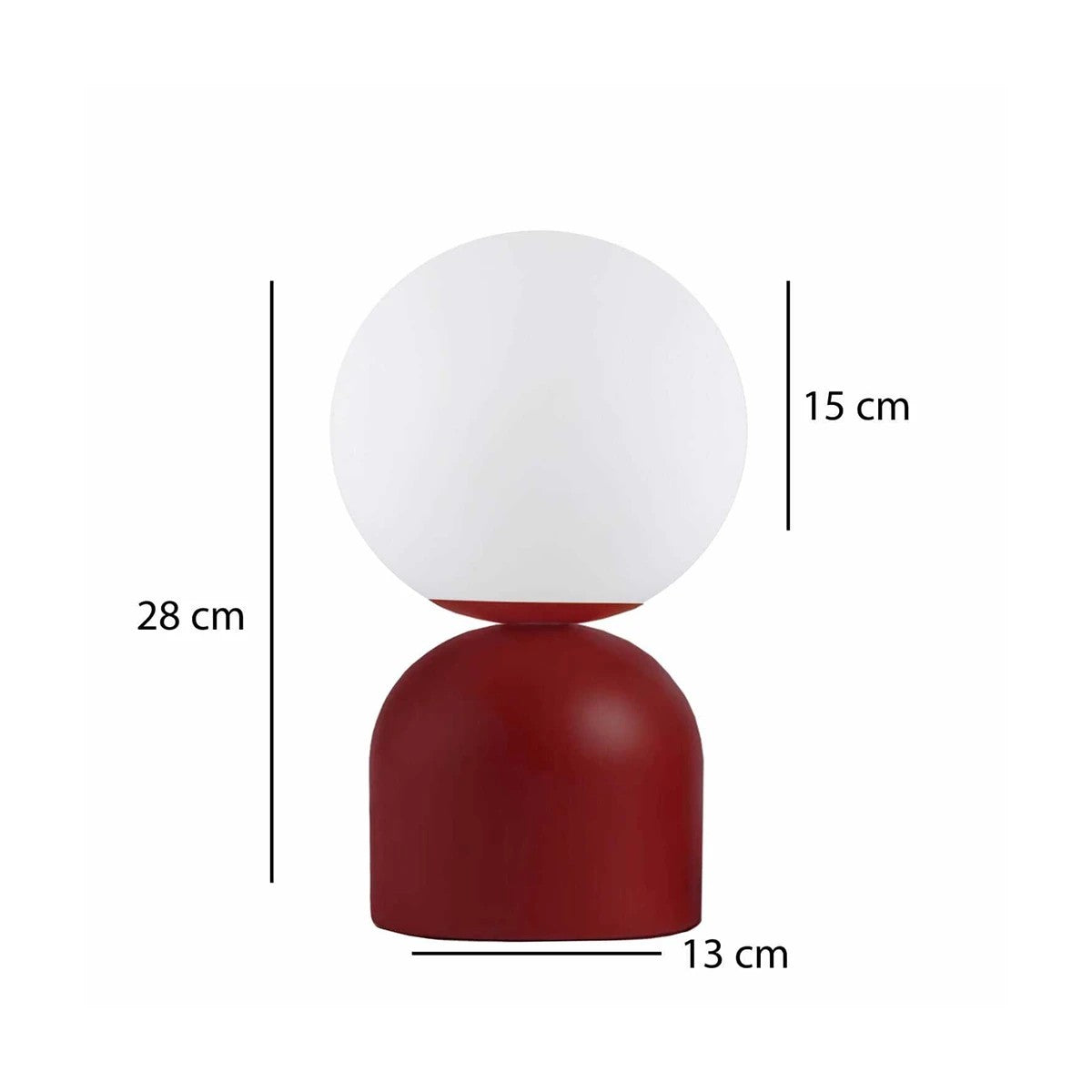 GloboStar® MAGIC 204-0135 Μοντέρνο Eπιτραπέζιο Φωτιστικό Μονόφωτο 1 x E27 IP20 Κόκκινο Μέταλλο με Λευκό Γυαλί - Μ13 x Π13 x Υ28cm - ledmania.gr
