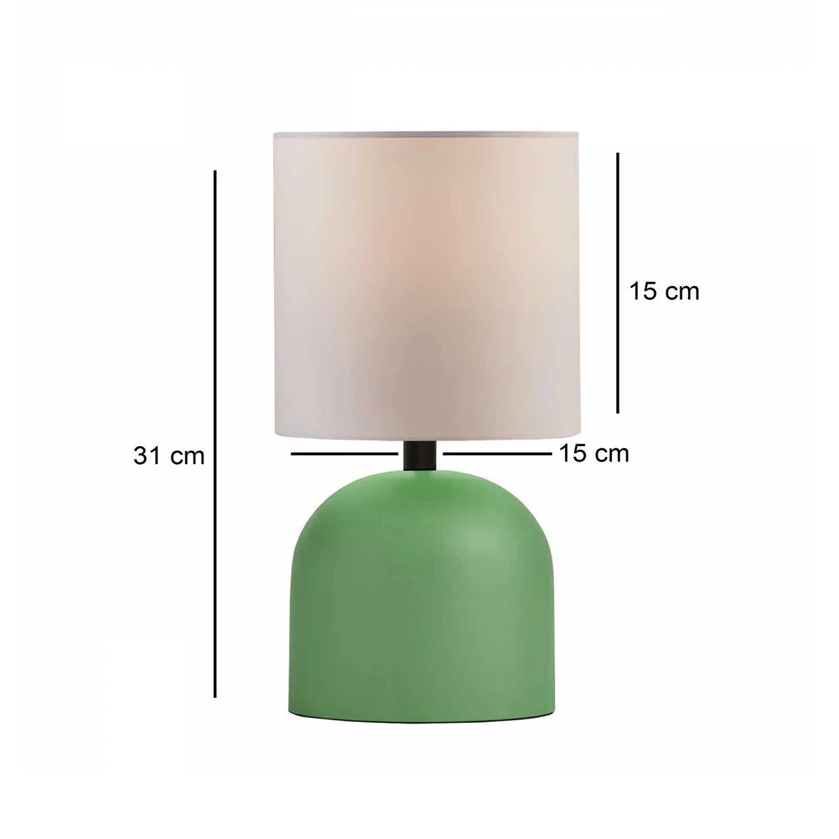 GloboStar® LOREN 204-0136 Μοντέρνο Eπιτραπέζιο Φωτιστικό Μονόφωτο 1 x E27 IP20 Πράσινο Μέταλλο με Μπεζ Ύφασμα - Μ15 x Π15 x Υ31cm - ledmania.gr