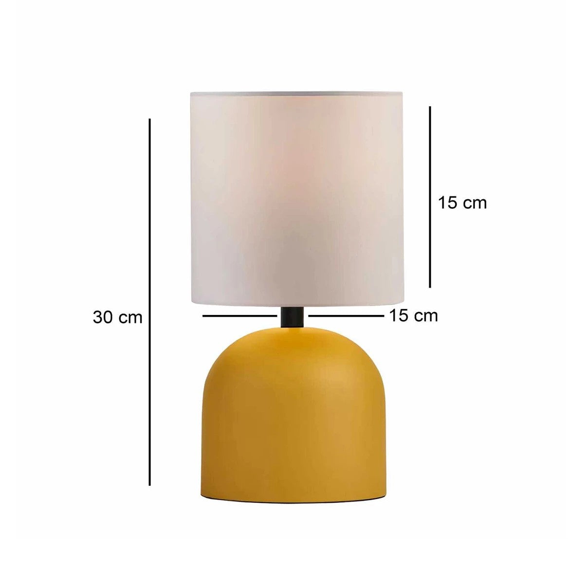 GloboStar® LOREN 204-0137 Μοντέρνο Eπιτραπέζιο Φωτιστικό Μονόφωτο 1 x E27 IP20 Κίτρινο Μέταλλο με Μπεζ        Ύφασμα - Μ15 x Π15 x Υ31cm - ledmania.gr