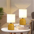 GloboStar® LOREN 204-0137 Μοντέρνο Eπιτραπέζιο Φωτιστικό Μονόφωτο 1 x E27 IP20 Κίτρινο Μέταλλο με Μπεζ        Ύφασμα - Μ15 x Π15 x Υ31cm - ledmania.gr