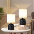 GloboStar® LOREN 204-0138 Μοντέρνο Eπιτραπέζιο Φωτιστικό Μονόφωτο 1 x E27 IP20 Μαύρο Μέταλλο με Μπεζ  Ύφασμα - Μ15 x Π15 x Υ31cm - ledmania.gr