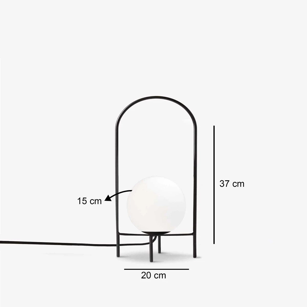 GloboStar® SPIDY 204-0139 Μοντέρνο Eπιτραπέζιο Φωτιστικό Μονόφωτο 1 x E27 IP20 Μαύρο Μέταλλο με Λευκό Γυαλί - Μ20 x Π20 x Υ37cm - ledmania.gr