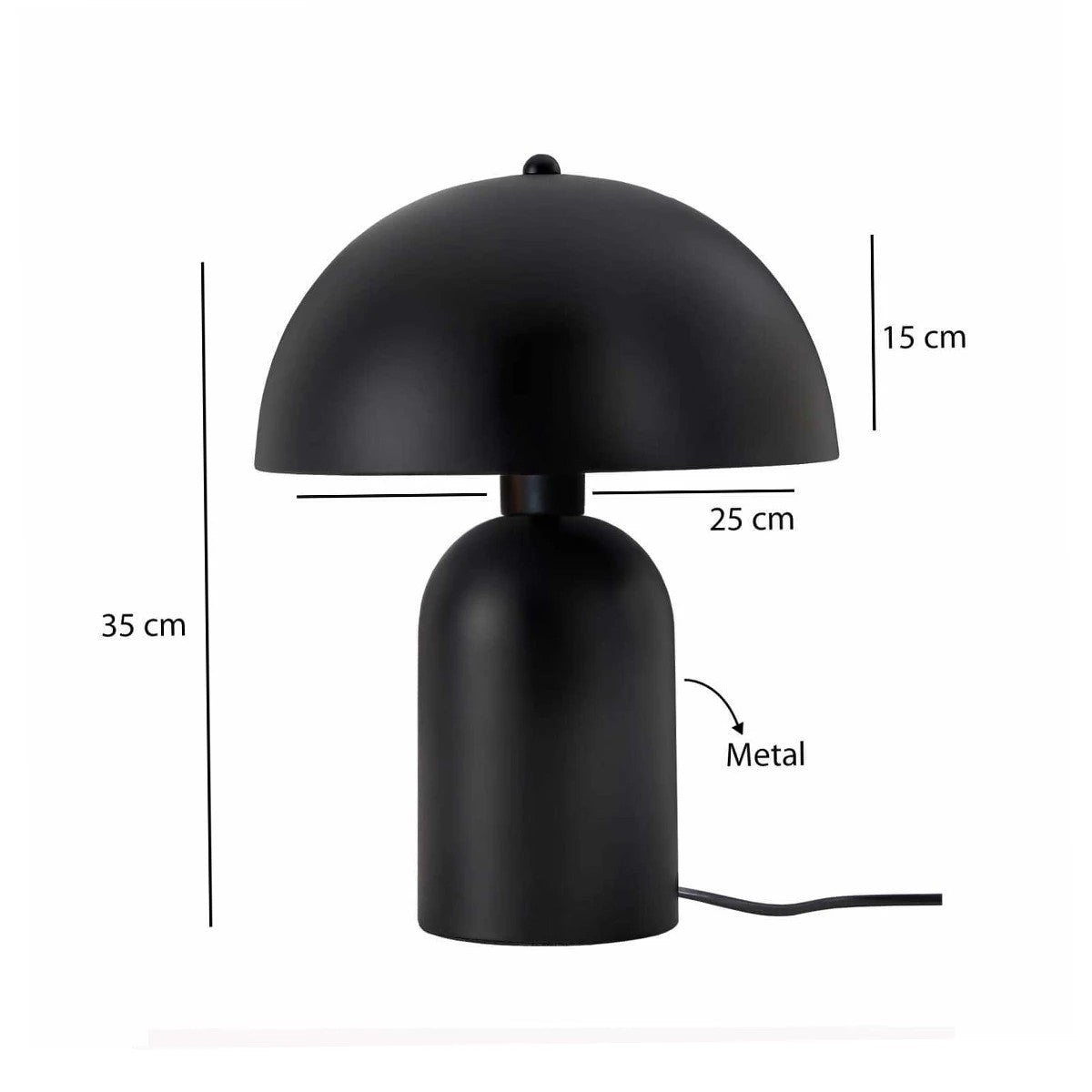 GloboStar® GASCO 204-0146 Μοντέρνο Eπιτραπέζιο Φωτιστικό Μονόφωτο 1 x E27 IP20 Μαύρο Μέταλλο - Μ25 x Π25 x Υ35cm - ledmania.gr