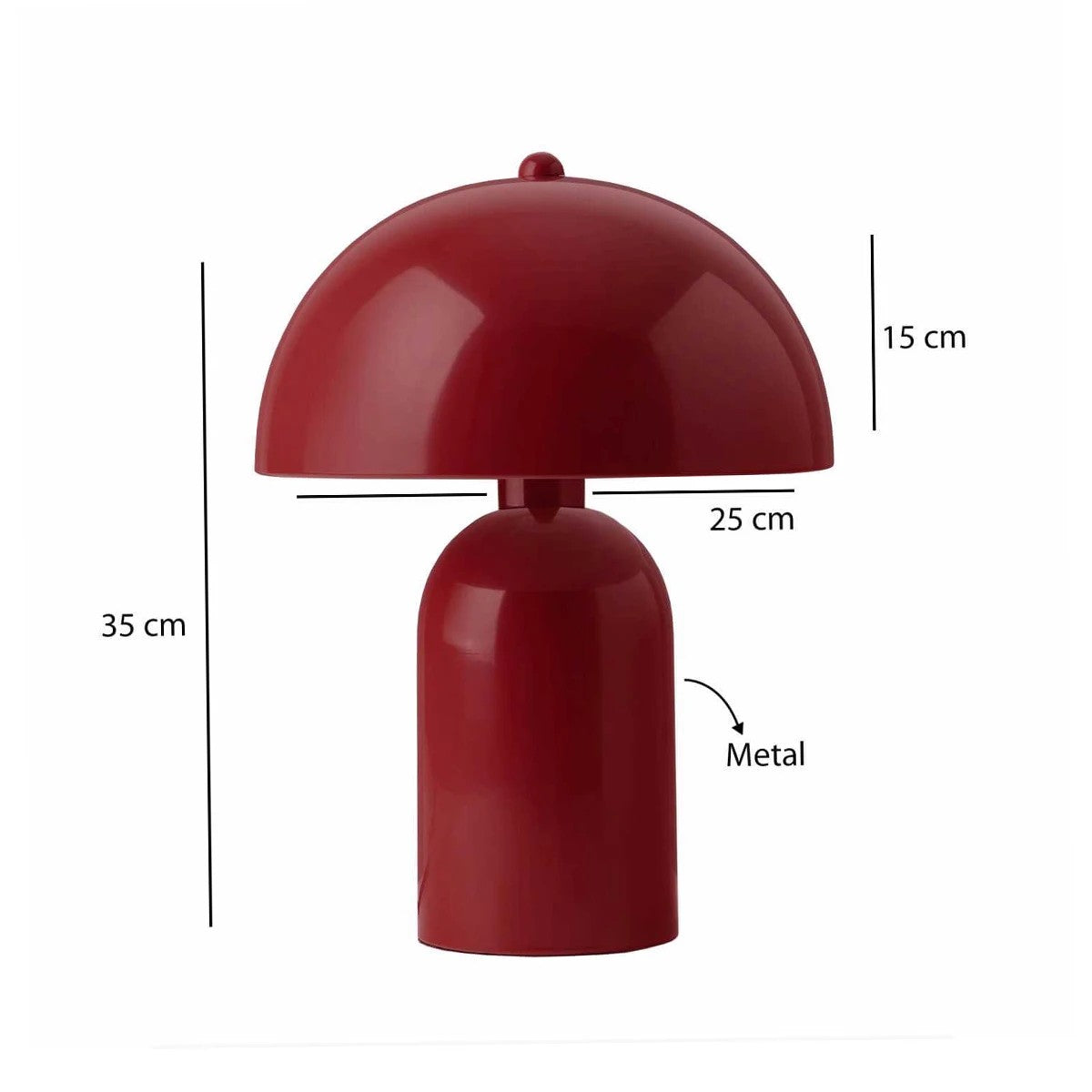 GloboStar® GASCO 204-0148 Μοντέρνο Eπιτραπέζιο Φωτιστικό Μονόφωτο 1 x E27 IP20 Κόκκινο Μέταλλο - Μ25 x Π25 x Υ35cm - ledmania.gr