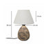 GloboStar® LISBON 204-0150 Vintage Eπιτραπέζιο Φωτιστικό Μονόφωτο 1 x E27 IP20 Καφέ Κεραμικό με Μπεζ Ύφασμα - Μ22 x Π22 x Υ30cm - ledmania.gr