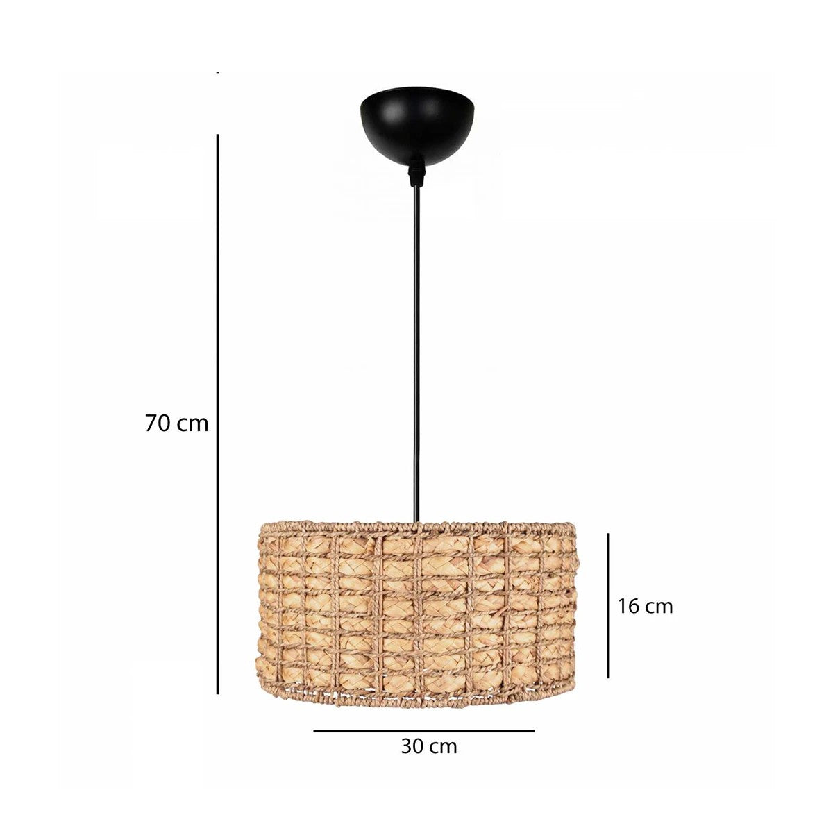 GloboStar® POMEGRANDE 204-0157 Boho Κρεμαστό Φωτιστικό Kαπέλο Μονόφωτο 1 x E27 IP20 Μπεζ Rattan - Μ30 x Π30 x Υ16cm - ledmania.gr