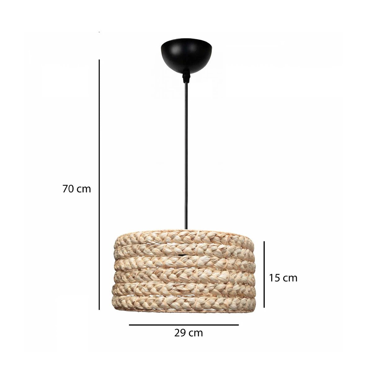 GloboStar® POMEGRANDE 204-0161 Boho Κρεμαστό Φωτιστικό Kαπέλο Μονόφωτο 1 x E27 IP20 Μπεζ Rattan - Μ29 x Π29 x Υ15cm - ledmania.gr