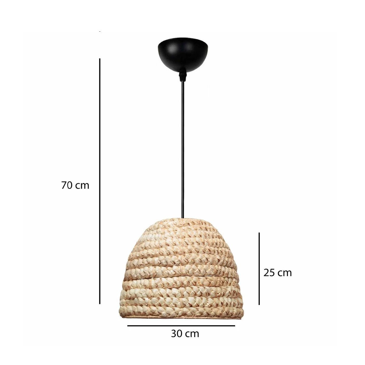 GloboStar® MEKA 204-0163 Boho Κρεμαστό Φωτιστικό Καμπάνα Μονόφωτο 1 x E27 IP20 Μπεζ Rattan - Μ30 x Π30 x Υ25cm - ledmania.gr