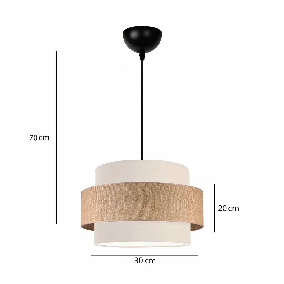 GloboStar® SOHO 204-0172 Μοντέρνο Κρεμαστό Φωτιστικό Kαπέλο Μονόφωτο 1 x E27 IP20 Μπεζ & Καφέ Ύφασμα - Μ30 x Π30 x Υ20cm - ledmania.gr