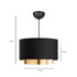 GloboStar® BASIL 204-0174 Μοντέρνο Κρεμαστό Φωτιστικό Kαπέλο Μονόφωτο 1 x E27 IP20 Μαύρο & Χρυσό Ύφασμα - Μ30 x Π30 x Υ20cm - ledmania.gr