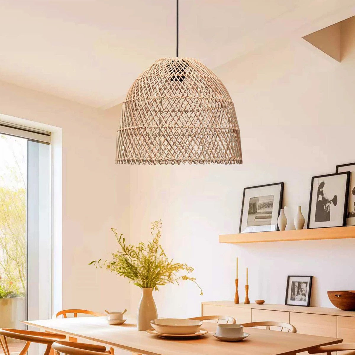 GloboStar® CESTINO 204-0178 Boho Κρεμαστό Φωτιστικό Οροφής Μονόφωτο 1 x E27 AC 220-240V IP20 Μπεζ - Μ30 x Π30 x Υ25cm - ledmania.gr