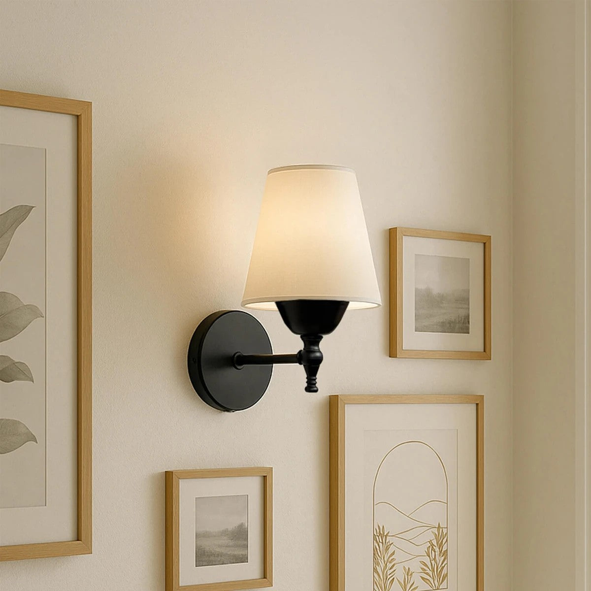 GloboStar® ELEGANTE 204-0186 Μοντέρνο Φωτιστικό Τοίχου Απλίκα Μονόφωτο 1 x E27 AC 220-240V IP20 Μπεζ & Μαύρο - Μ14 x Π14 x Υ26cm - ledmania.gr