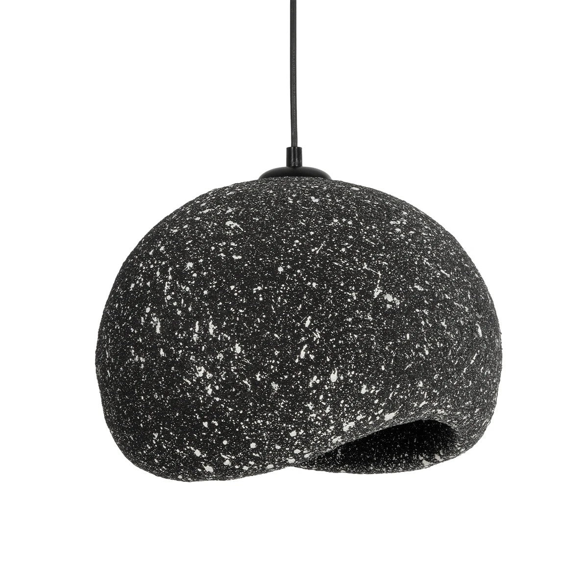 GloboStar® STONE 204-0194 Μοντέρνο Κρεμαστό Φωτιστικό Καμπάνα Μονόφωτο 1 x E27 IP20 Μαύρο Με Λευκό Πολυστερίνη με Ρητίνη - Μ35 x Π31 x Υ26cm - ledmania.gr