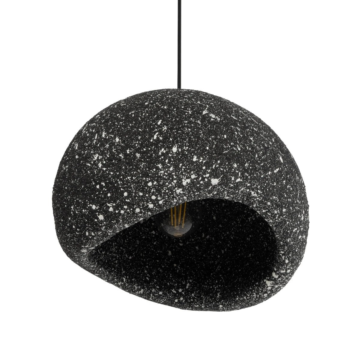 GloboStar® STONE 204-0194 Μοντέρνο Κρεμαστό Φωτιστικό Καμπάνα Μονόφωτο 1 x E27 IP20 Μαύρο Με Λευκό Πολυστερίνη με Ρητίνη - Μ35 x Π31 x Υ26cm - ledmania.gr