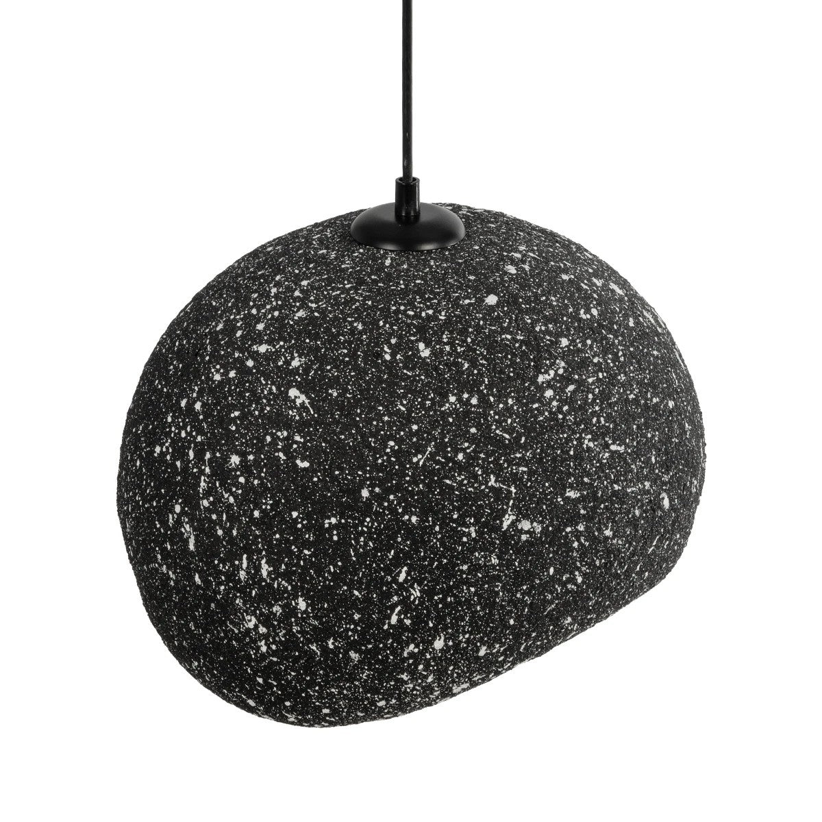 GloboStar® STONE 204-0194 Μοντέρνο Κρεμαστό Φωτιστικό Καμπάνα Μονόφωτο 1 x E27 IP20 Μαύρο Με Λευκό Πολυστερίνη με Ρητίνη - Μ35 x Π31 x Υ26cm - ledmania.gr
