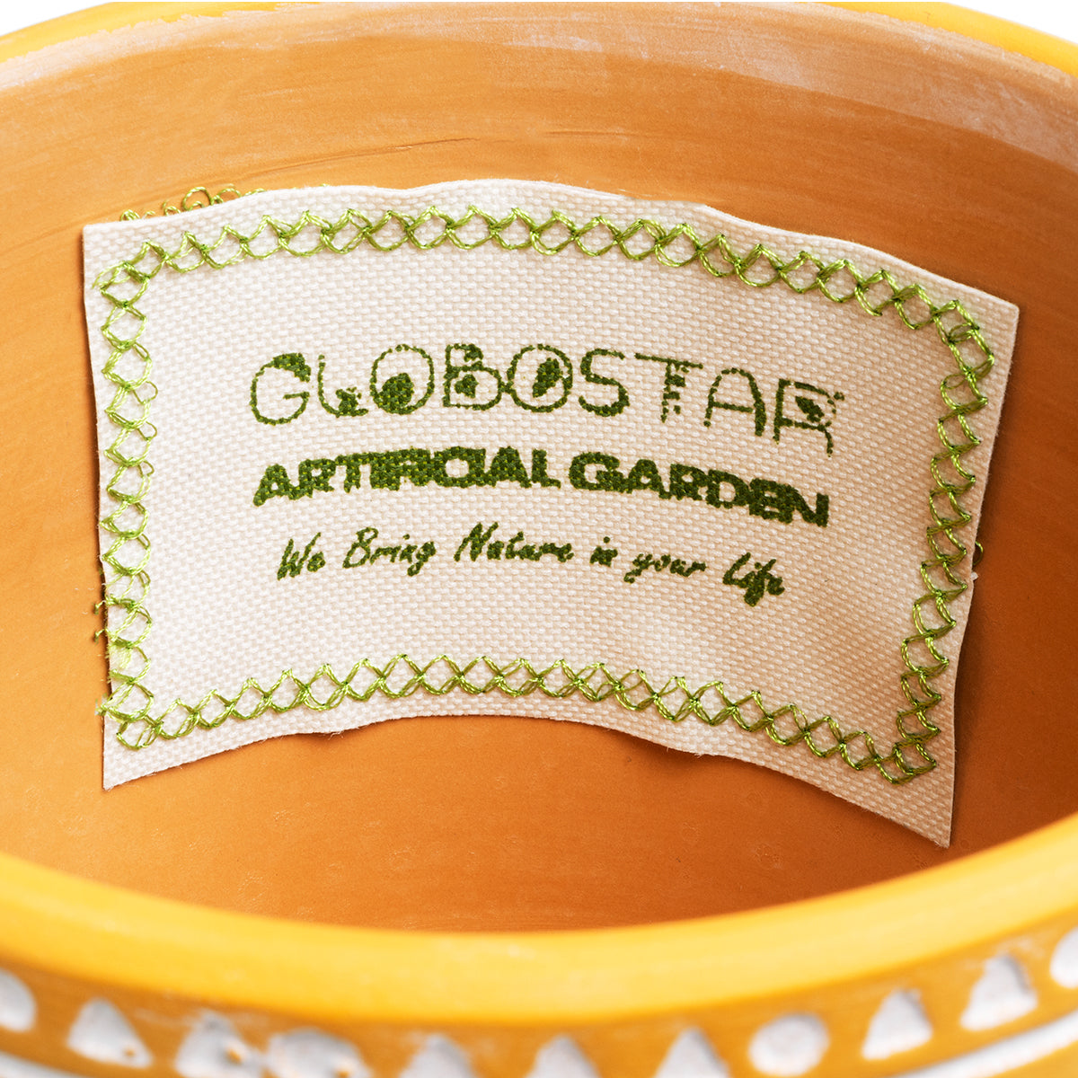 GloboStar® Artificial Garden JAIPUR 20506 Διακοσμητικό Κεραμικό Κασπώ Γλάστρα - Flower Pot Πορτοκαλί με Λευκό Φ16 x Υ16cm - ledmania.gr