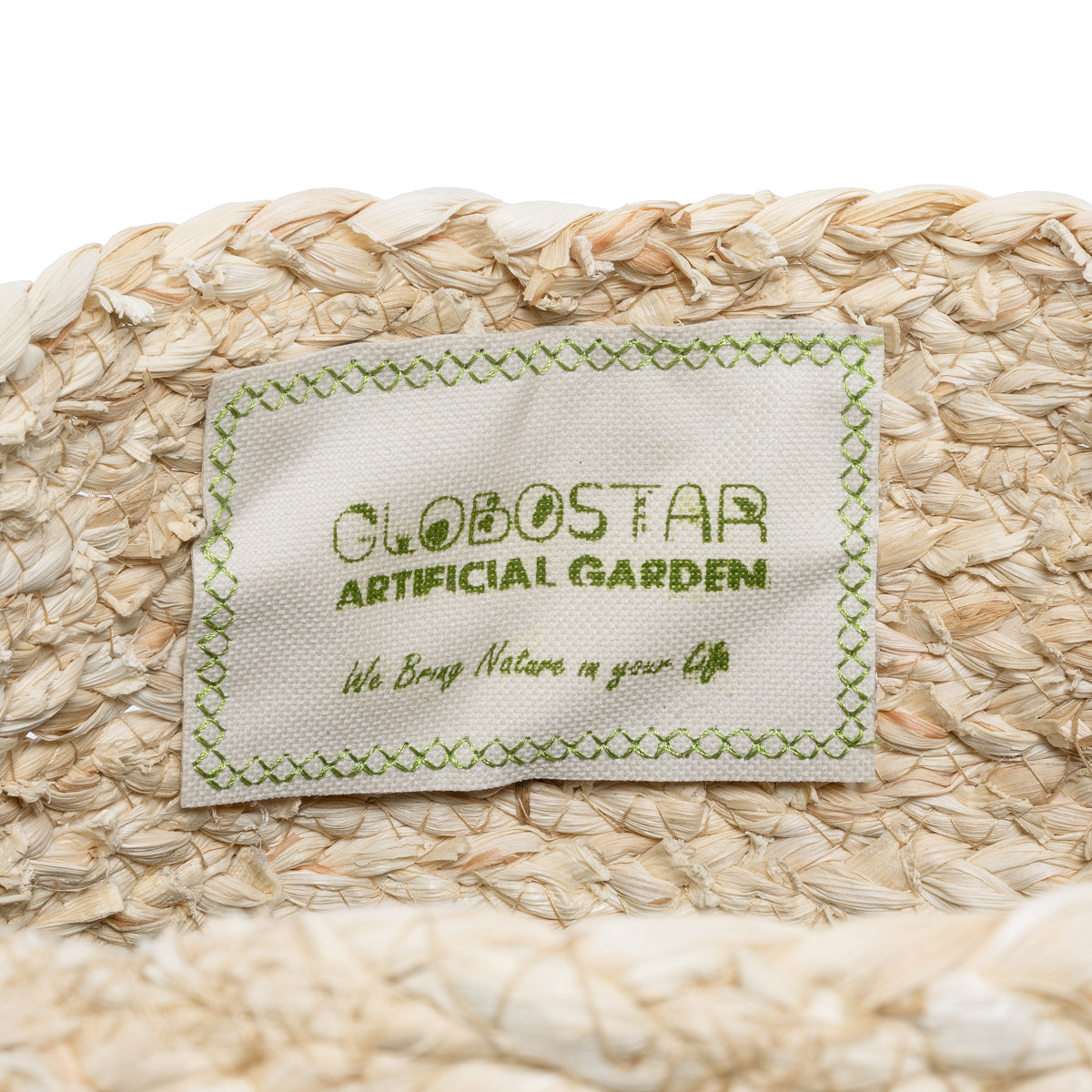 GloboStar® Artificial Garden CAROLINA 20579 Διακοσμητικό Πλεκτό Κασπώ Γλάστρα - Flower Pot Μπεζ με Καφέ και Λευκό Φ27 x Υ26cm - ledmania.gr