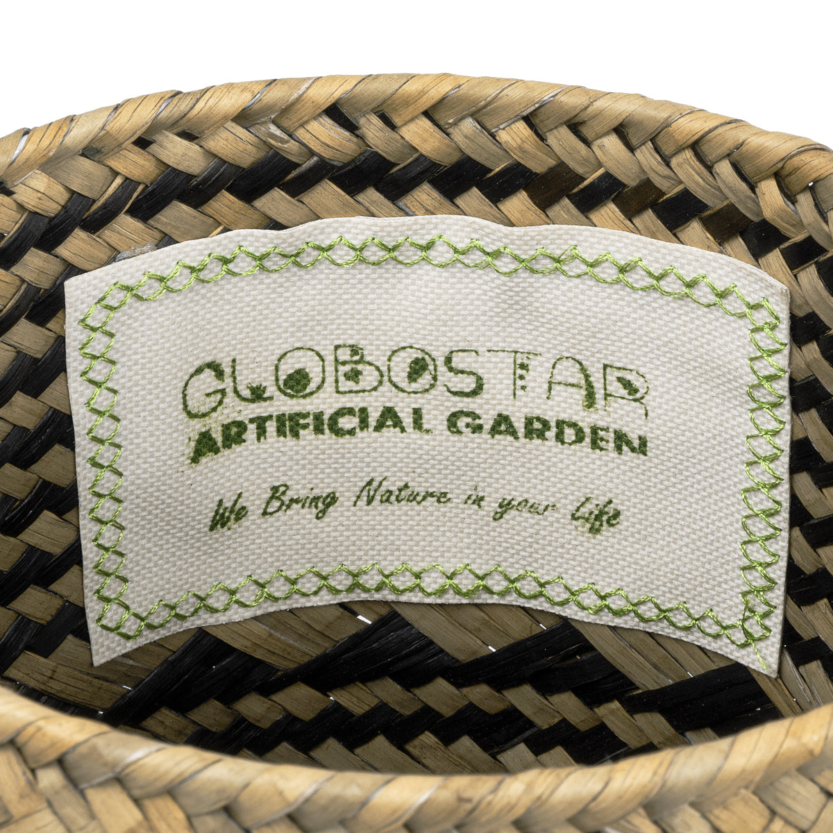 GloboStar® Artificial Garden VERMONT 20586 Διακοσμητικό Πλεκτό Καλάθι - Κασπώ Γλάστρα - Flower Pot Καφέ με Μαύρο Φ14 x Υ23cm - ledmania.gr