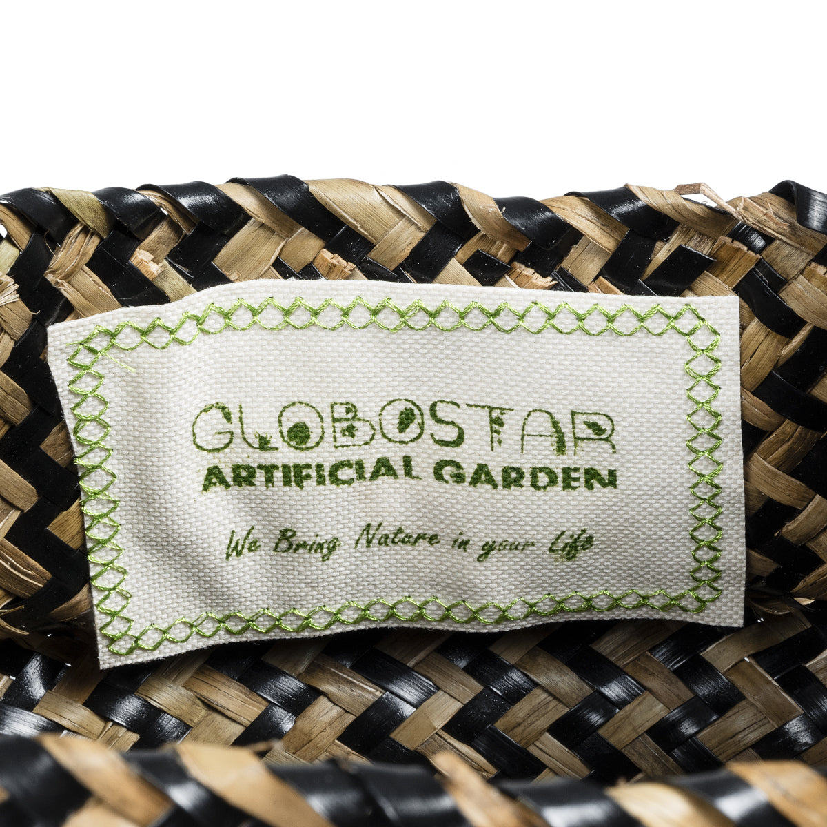 GloboStar® Artificial Garden SALVADOR 20588 Διακοσμητικό Πλεκτό Καλάθι - Κασπώ Γλάστρα - Flower Pot Καφέ με Μαύρο Φ18 x Υ20cm - ledmania.gr