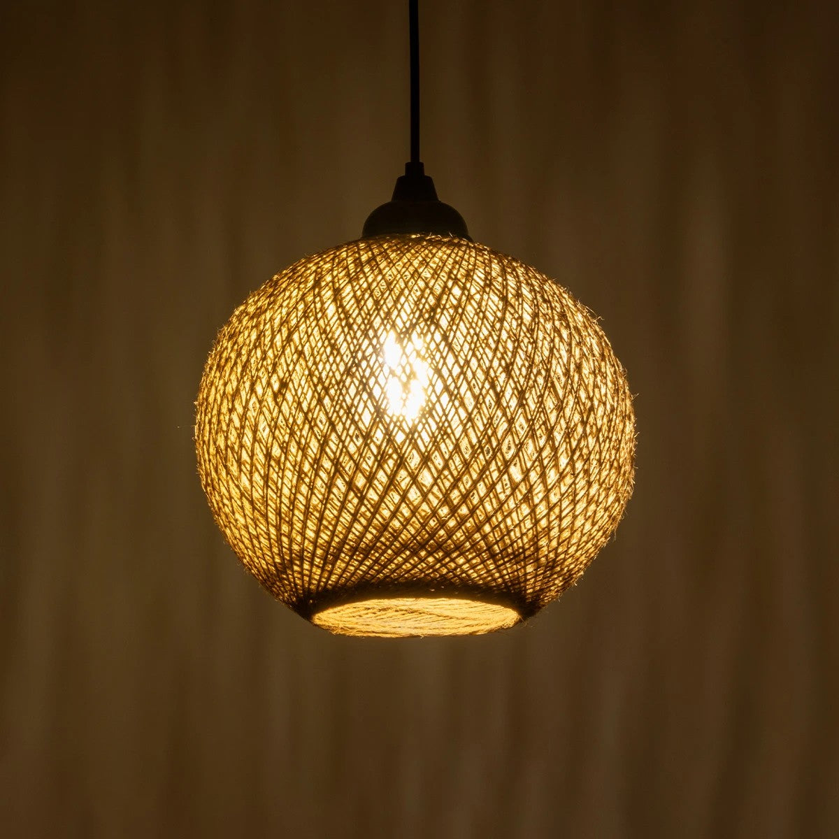 GLOBOSTAR® SOLEI 205-0003 Boho Κρεμαστό Φωτιστικό Οροφής με Ντουί 1 x E27 AC 220-240V IP20 - Μπεζ - M20 x Π20 x Υ25cm - ledmania.gr