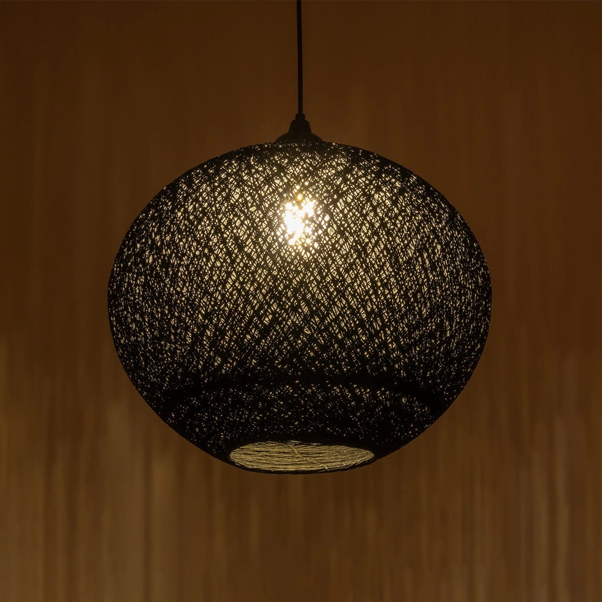 GLOBOSTAR® SOLEI 205-0004 Boho Κρεμαστό Φωτιστικό Οροφής με Ντουί 1 x E27 AC 220-240V IP20 - Μαύρο - M40 x Π40 x Υ45cm - ledmania.gr