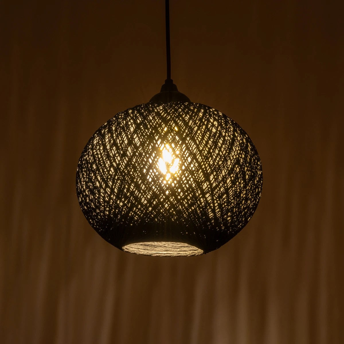 GLOBOSTAR® SOLEI 205-0006 Boho Κρεμαστό Φωτιστικό Οροφής με Ντουί 1 x E27 AC 220-240V IP20 - Μαύρο - M20 x Π20 x Υ25cm - ledmania.gr