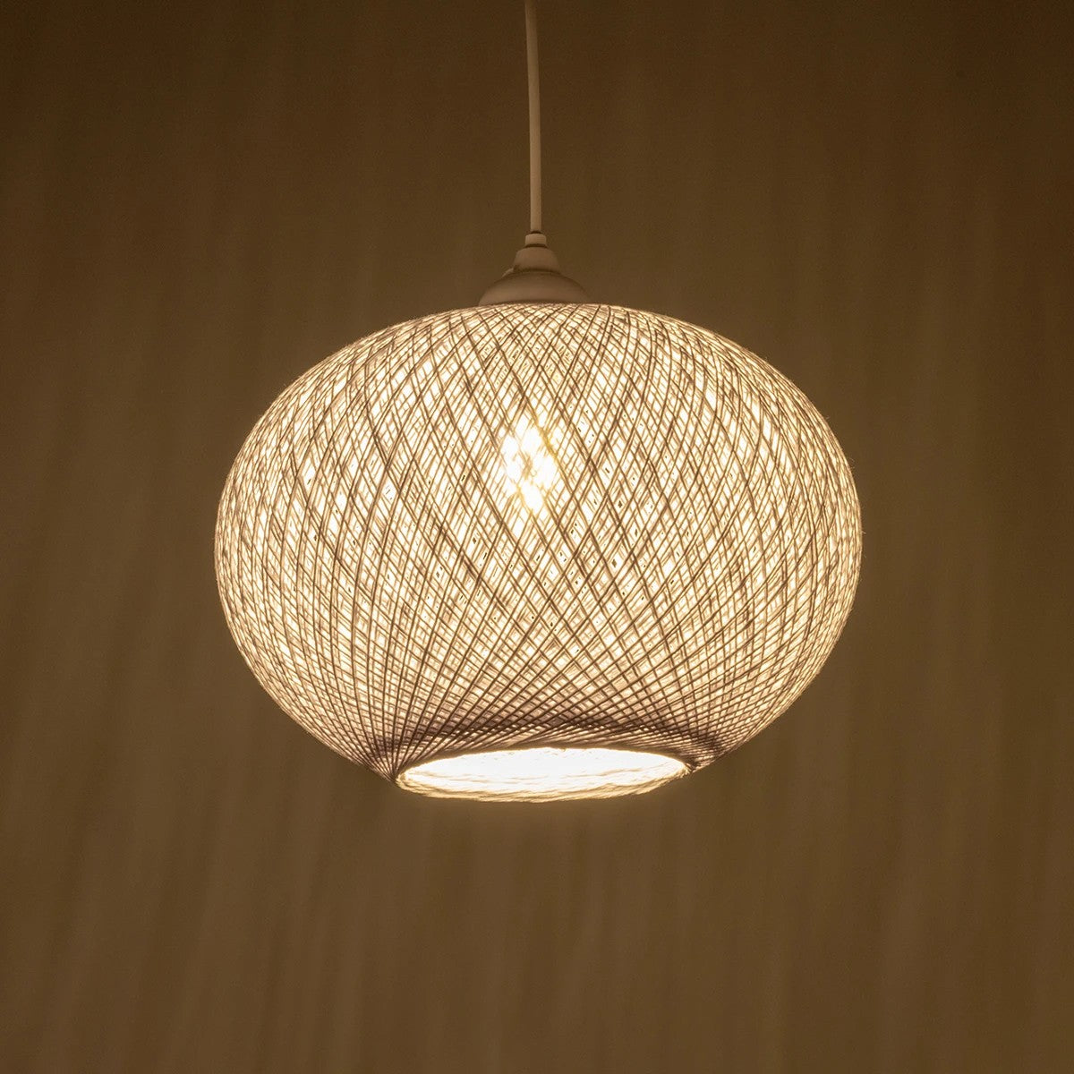 GLOBOSTAR® SOLEI 205-0008 Boho Κρεμαστό Φωτιστικό Οροφής με Ντουί 1 x E27 AC 220-240V IP20 - Λευκό - M30 x Π30 x Υ35cm - ledmania.gr