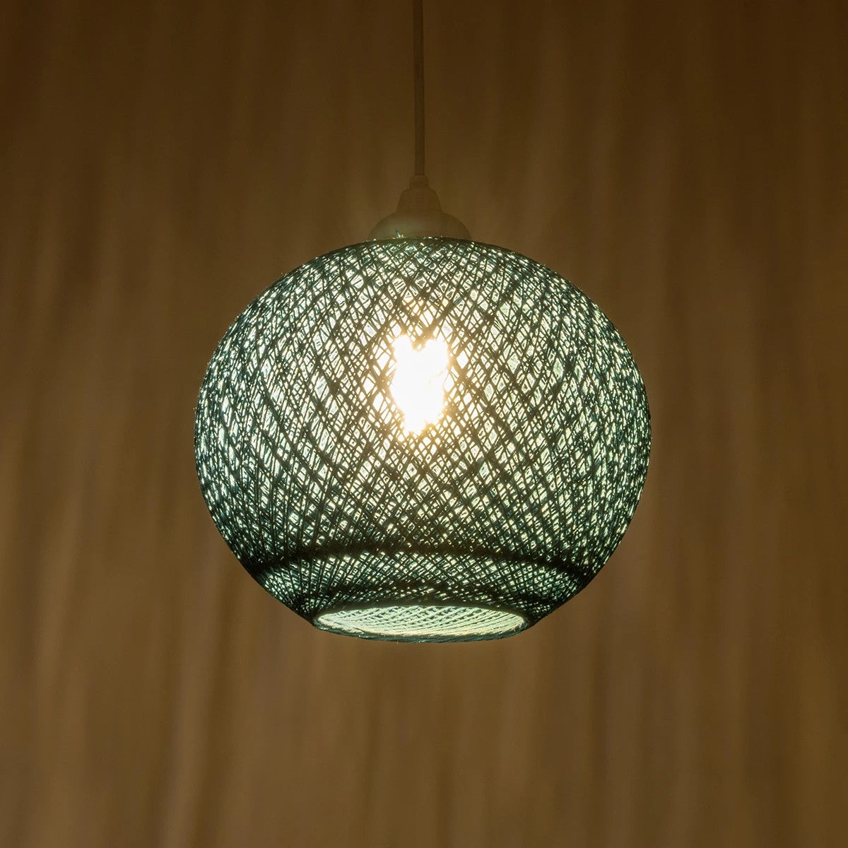 GLOBOSTAR® SOLEI 205-0012 Boho Κρεμαστό Φωτιστικό Οροφής με Ντουί 1 x E27 AC 220-240V IP20 - Τιρκουάζ - M20 x Π20 x Υ25cm - ledmania.gr