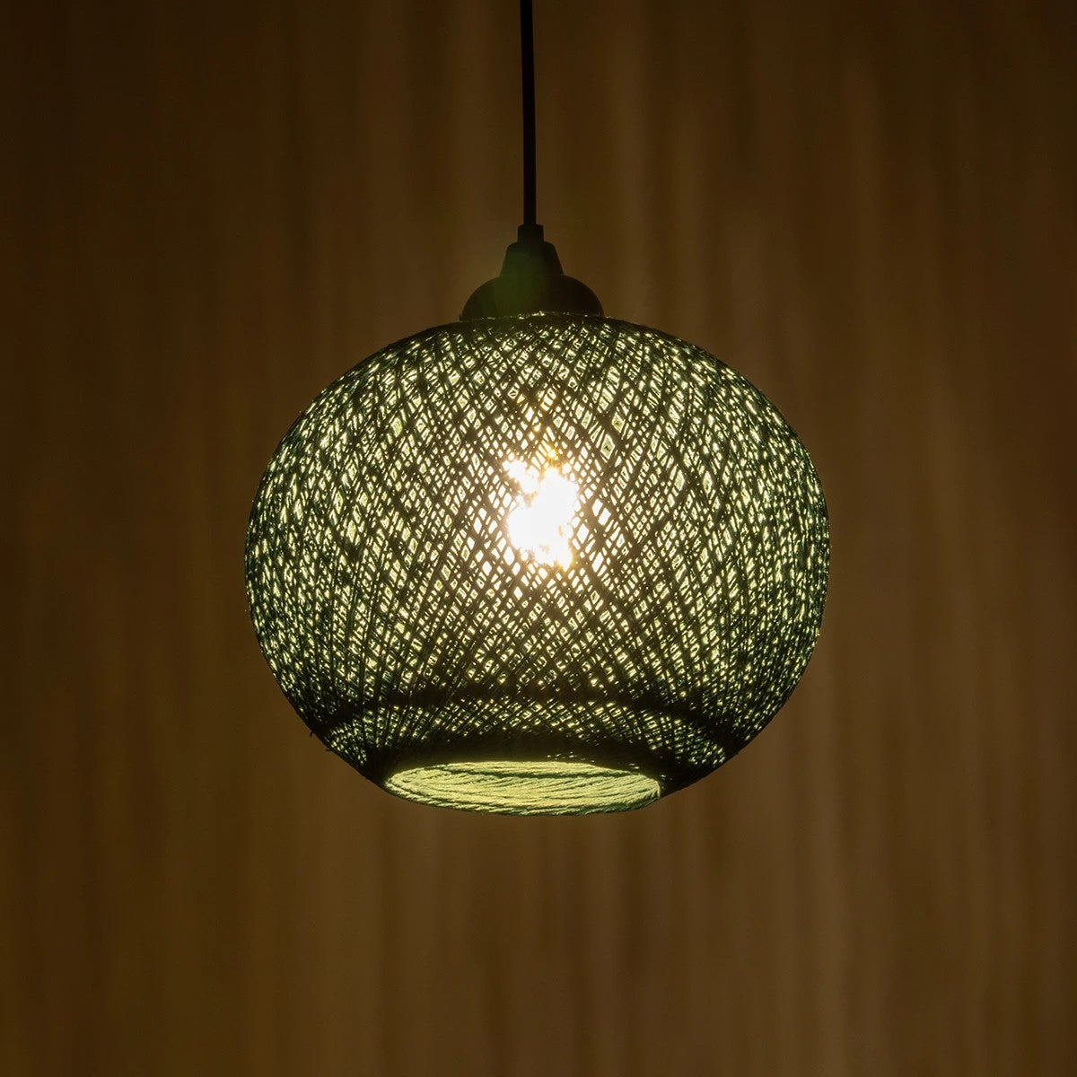 GLOBOSTAR® SOLEI 205-0015 Boho Κρεμαστό Φωτιστικό Οροφής με Ντουί 1 x E27 AC 220-240V IP20 - Πράσινο - M20 x Π20 x Υ25cm - ledmania.gr